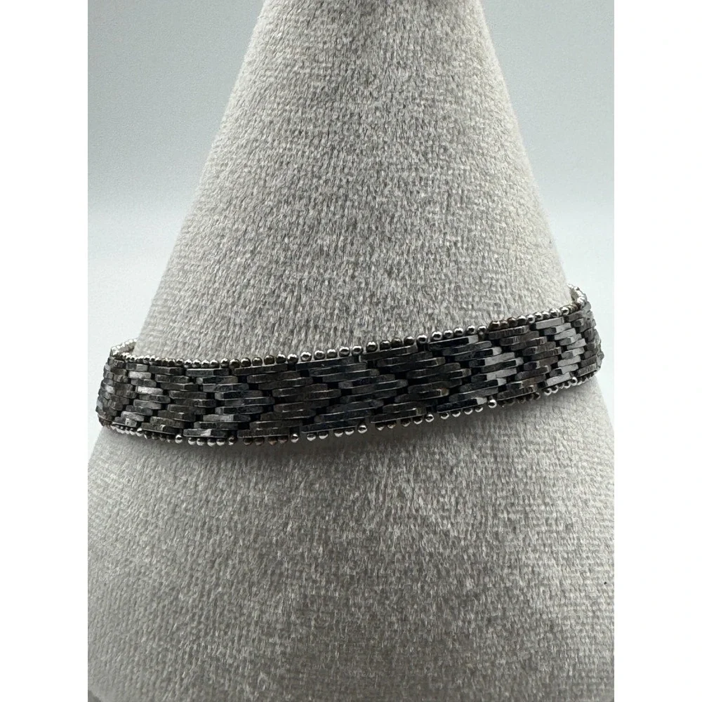 Vintage Milor Bracelet Italy Sterling Silver Riccio Chevron Link 925